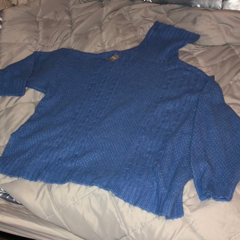 Blue turtleneck sweater